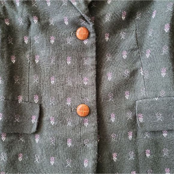 ANTHROPOLOGIE MADCHEN Green Floral Geometric Print Button Blazer Size XS - Picture 3 of 9